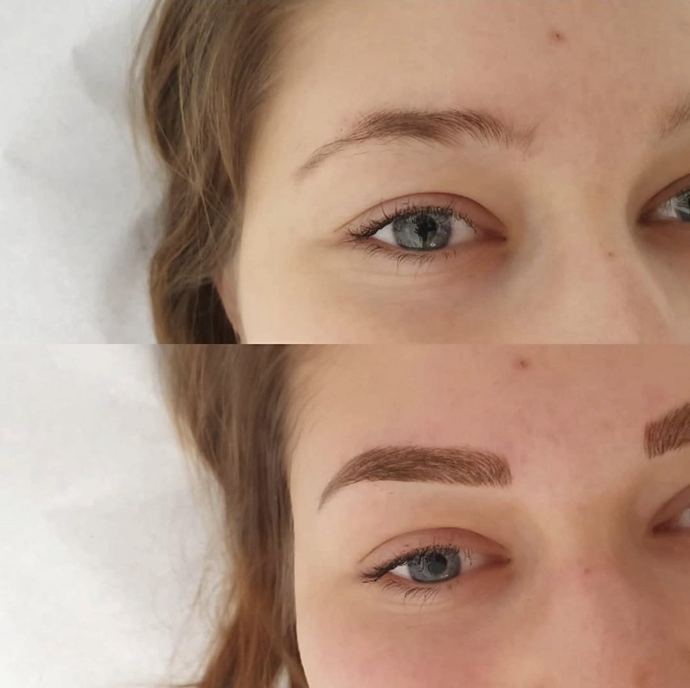 Augenbraue vor und nach dem Microblading