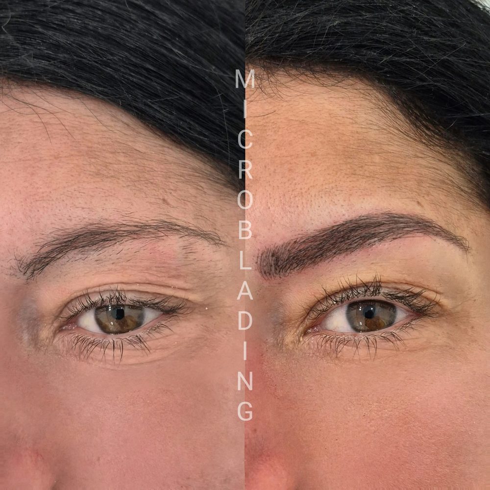 Augenbrauen vor und nach dem Microblading